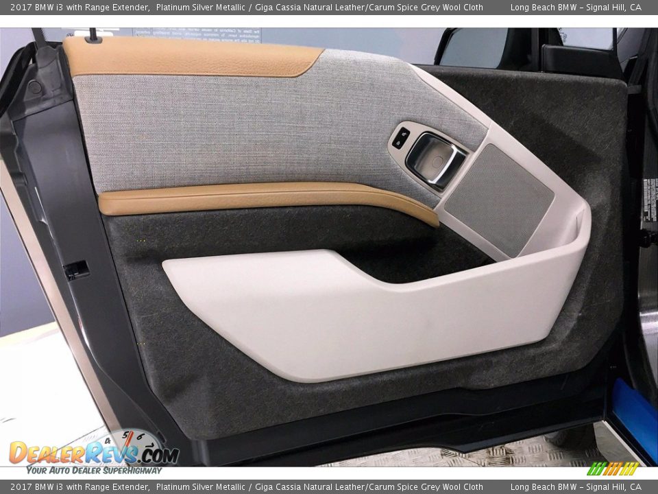 2017 BMW i3 with Range Extender Platinum Silver Metallic / Giga Cassia Natural Leather/Carum Spice Grey Wool Cloth Photo #23