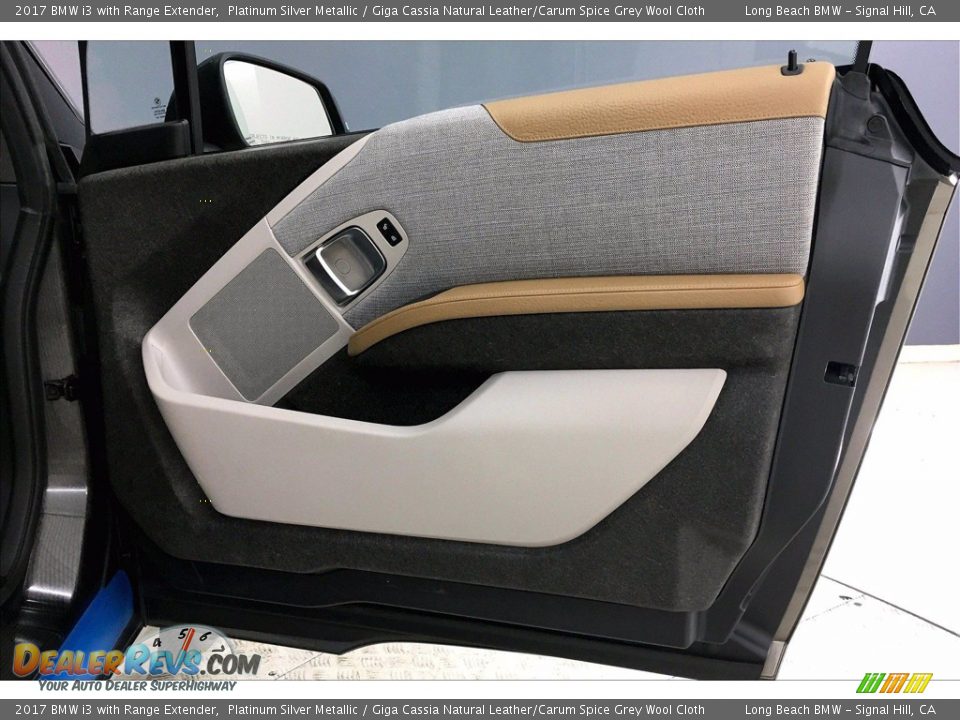 2017 BMW i3 with Range Extender Platinum Silver Metallic / Giga Cassia Natural Leather/Carum Spice Grey Wool Cloth Photo #24