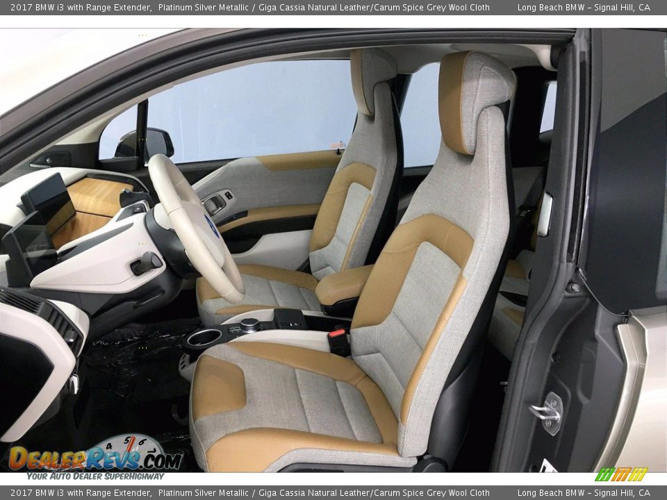 2017 BMW i3 with Range Extender Platinum Silver Metallic / Giga Cassia Natural Leather/Carum Spice Grey Wool Cloth Photo #27