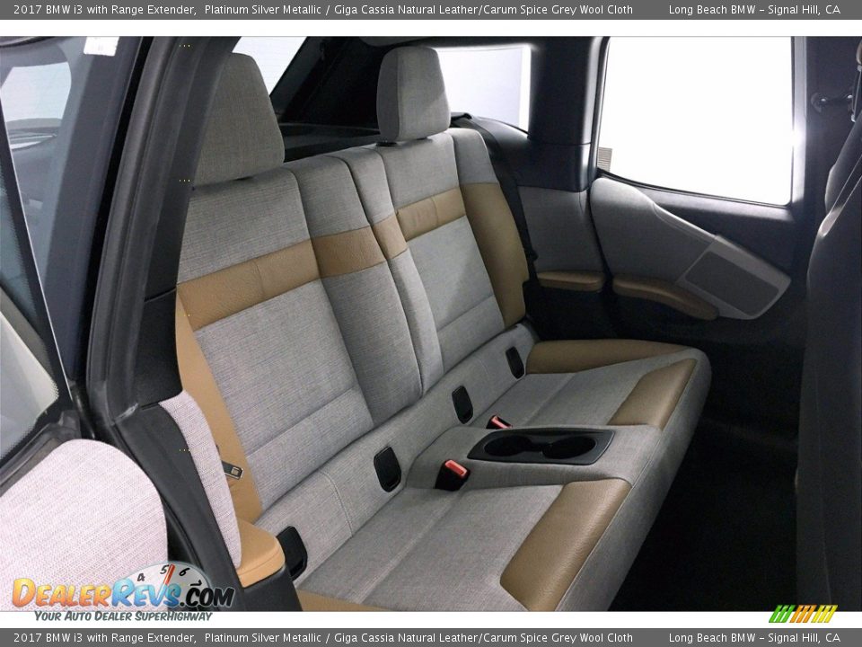 2017 BMW i3 with Range Extender Platinum Silver Metallic / Giga Cassia Natural Leather/Carum Spice Grey Wool Cloth Photo #28