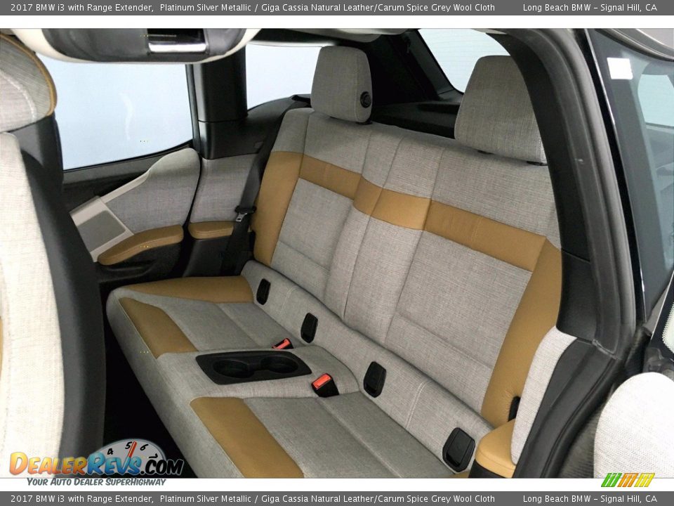 2017 BMW i3 with Range Extender Platinum Silver Metallic / Giga Cassia Natural Leather/Carum Spice Grey Wool Cloth Photo #29