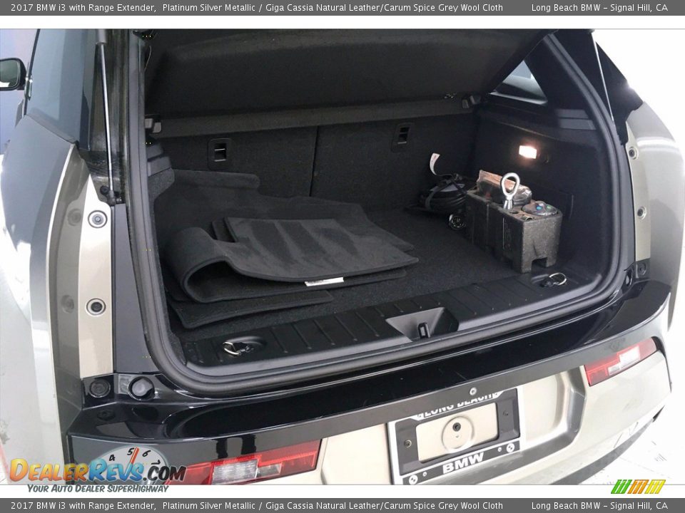 2017 BMW i3 with Range Extender Platinum Silver Metallic / Giga Cassia Natural Leather/Carum Spice Grey Wool Cloth Photo #30