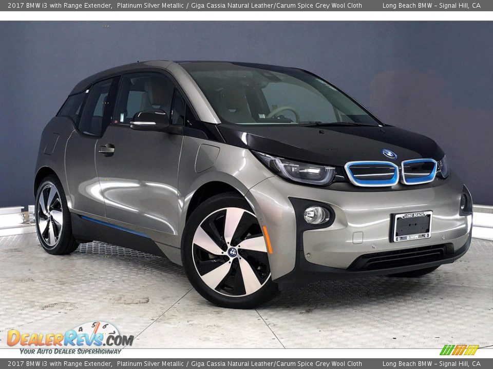 2017 BMW i3 with Range Extender Platinum Silver Metallic / Giga Cassia Natural Leather/Carum Spice Grey Wool Cloth Photo #34