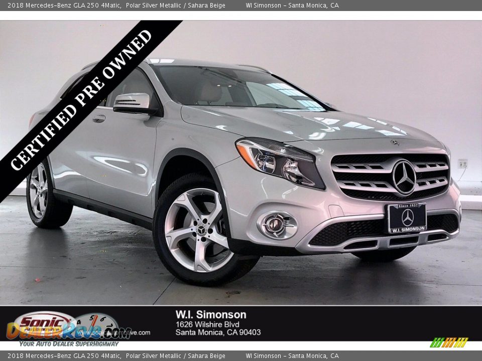 2018 Mercedes-Benz GLA 250 4Matic Polar Silver Metallic / Sahara Beige Photo #1