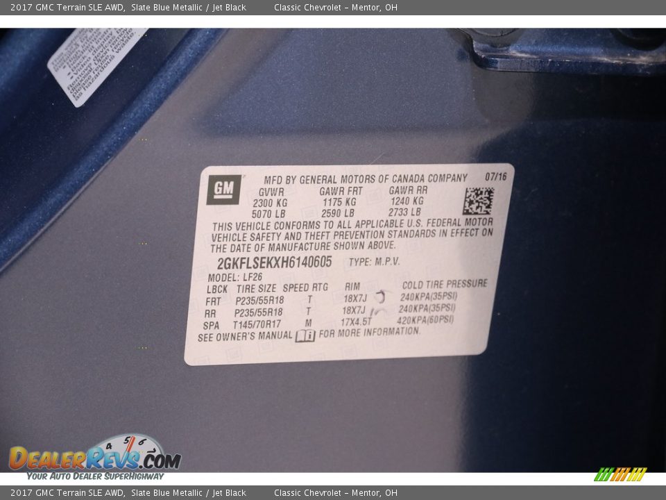 2017 GMC Terrain SLE AWD Slate Blue Metallic / Jet Black Photo #17