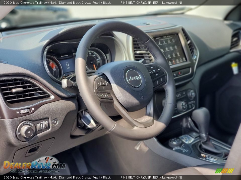2020 Jeep Cherokee Trailhawk 4x4 Diamond Black Crystal Pearl / Black Photo #12
