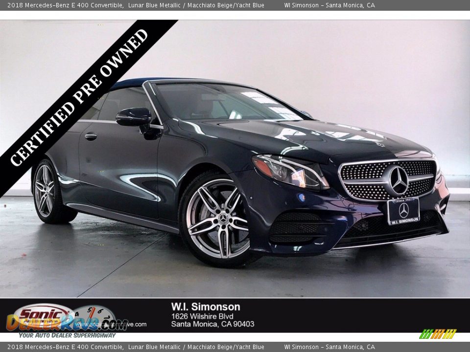 2018 Mercedes-Benz E 400 Convertible Lunar Blue Metallic / Macchiato Beige/Yacht Blue Photo #1