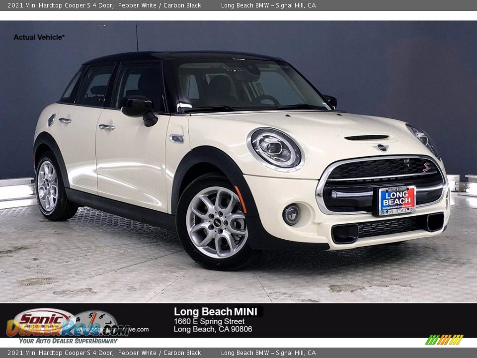 2021 Mini Hardtop Cooper S 4 Door Pepper White / Carbon Black Photo #1