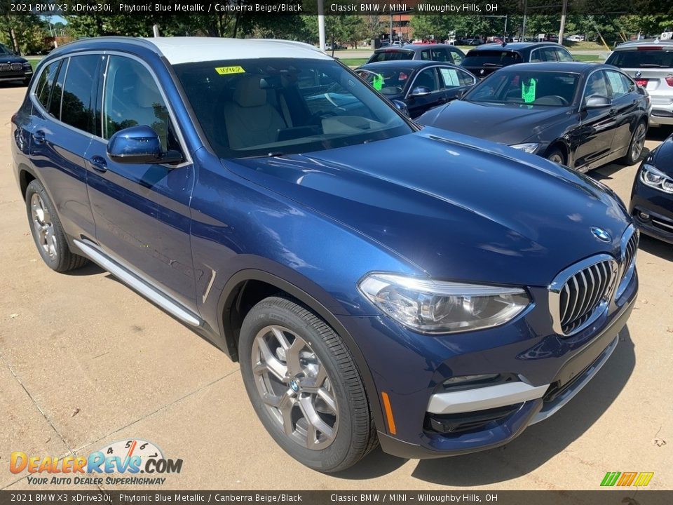 2021 BMW X3 xDrive30i Phytonic Blue Metallic / Canberra Beige/Black Photo #1