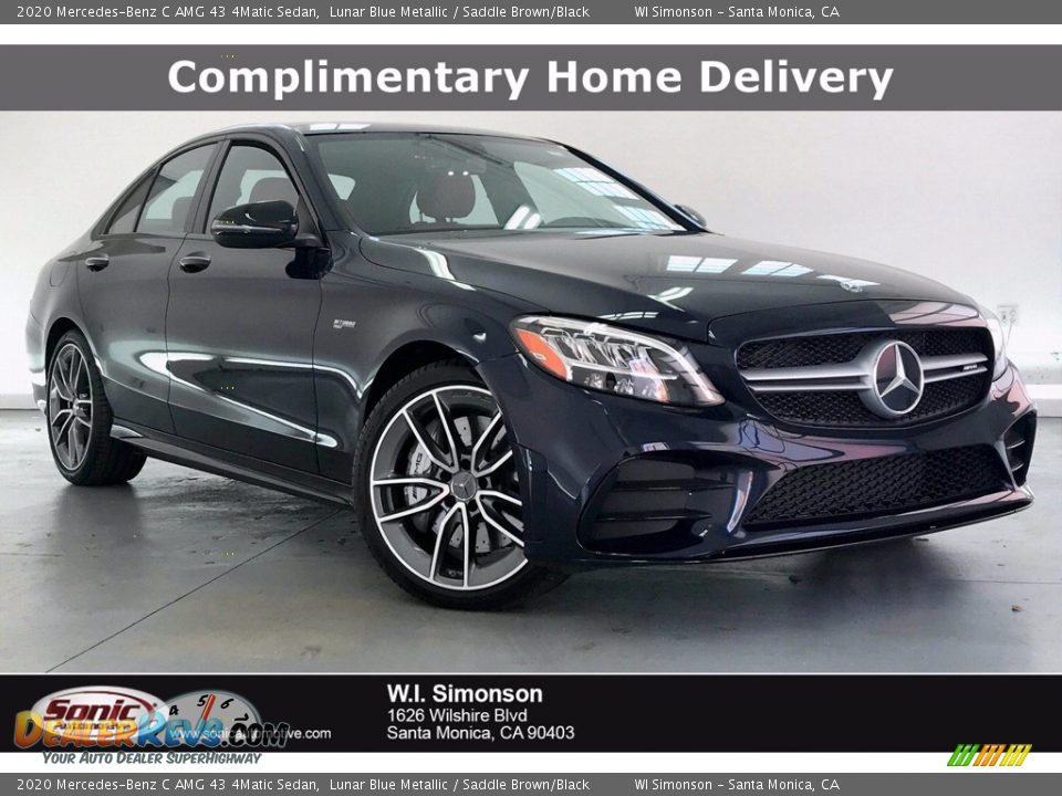 2020 Mercedes-Benz C AMG 43 4Matic Sedan Lunar Blue Metallic / Saddle Brown/Black Photo #1
