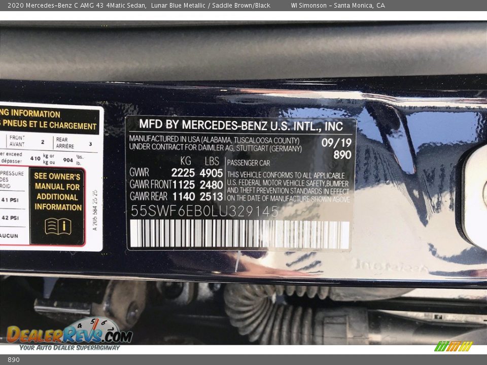 Mercedes-Benz Color Code 890 Lunar Blue Metallic