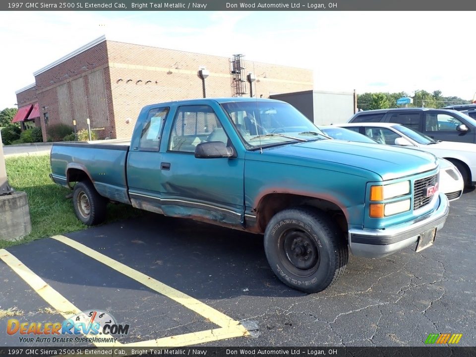 1997 GMC Sierra 2500 SL Extended Cab Bright Teal Metallic / Navy Photo #2