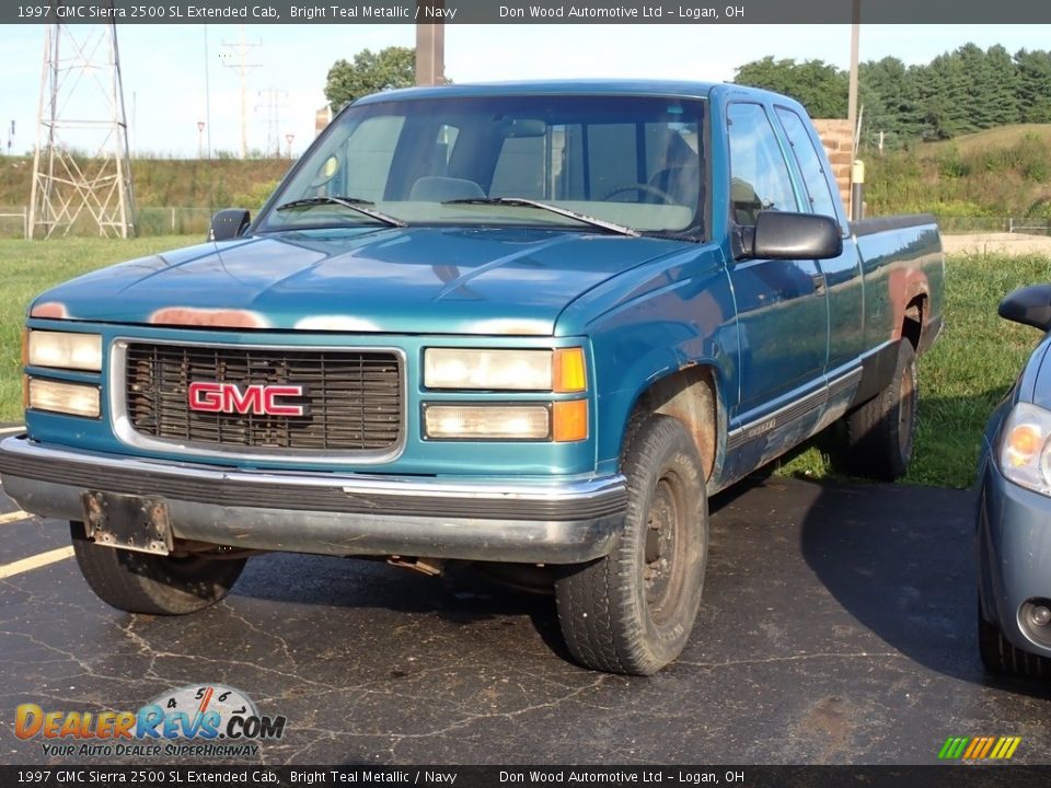 1997 GMC Sierra 2500 SL Extended Cab Bright Teal Metallic / Navy Photo #5