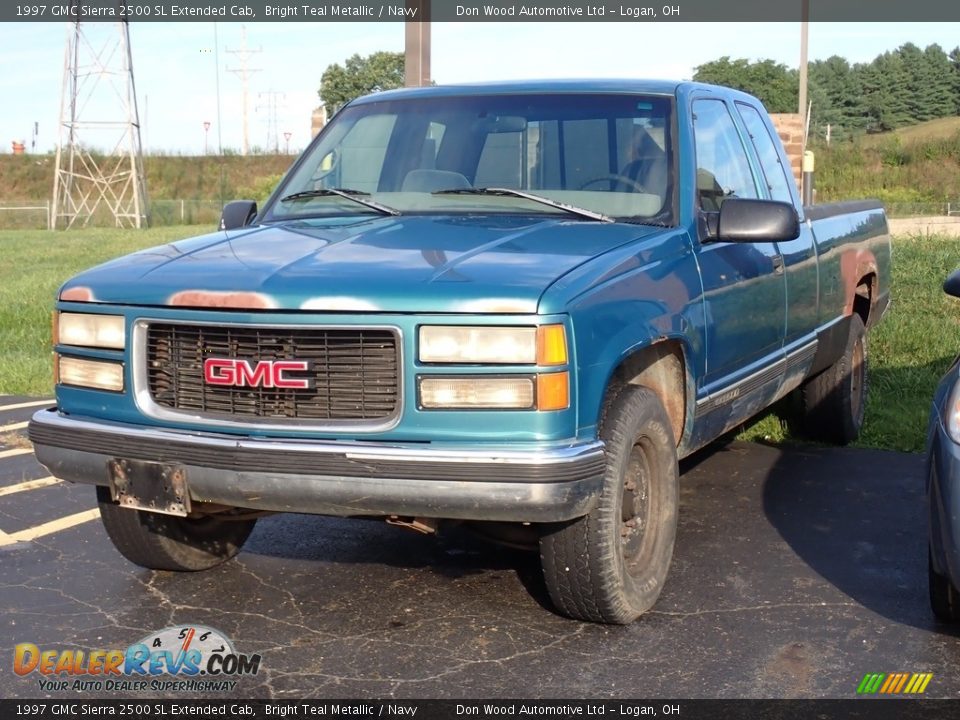 1997 GMC Sierra 2500 SL Extended Cab Bright Teal Metallic / Navy Photo #6