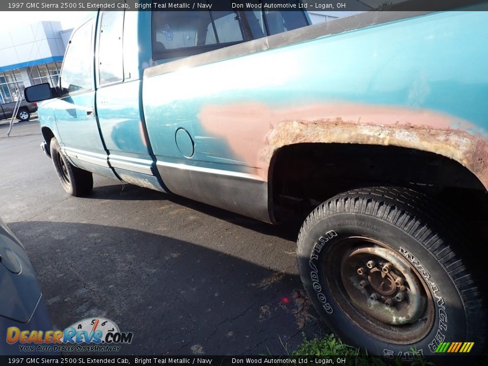 1997 GMC Sierra 2500 SL Extended Cab Bright Teal Metallic / Navy Photo #13