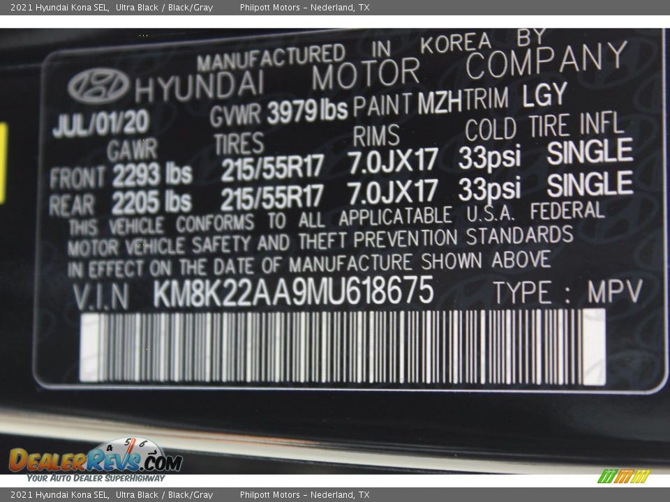 2021 Hyundai Kona SEL Ultra Black / Black/Gray Photo #25