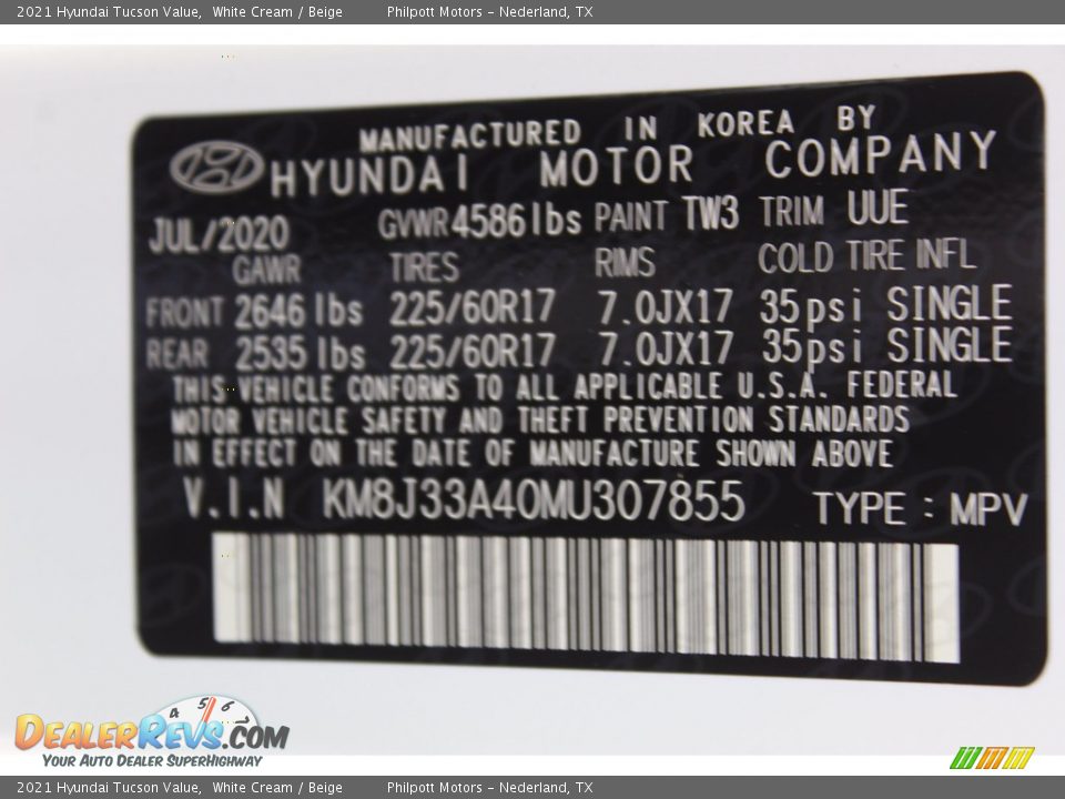 2021 Hyundai Tucson Value White Cream / Beige Photo #25