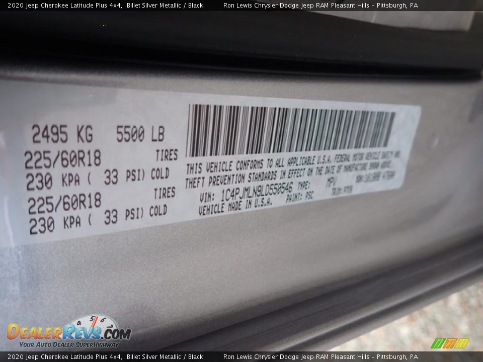 2020 Jeep Cherokee Latitude Plus 4x4 Billet Silver Metallic / Black Photo #15