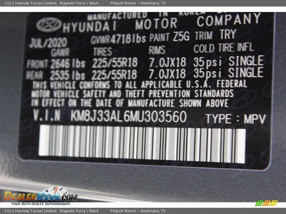 2021 Hyundai Tucson Limited Magnetic Force / Black Photo #26