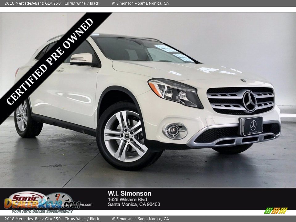 2018 Mercedes-Benz GLA 250 Cirrus White / Black Photo #1