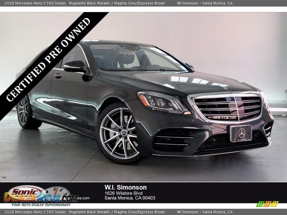 2018 Mercedes-Benz S 560 Sedan Magnetite Black Metallic / Magma Grey/Espresso Brown Photo #1