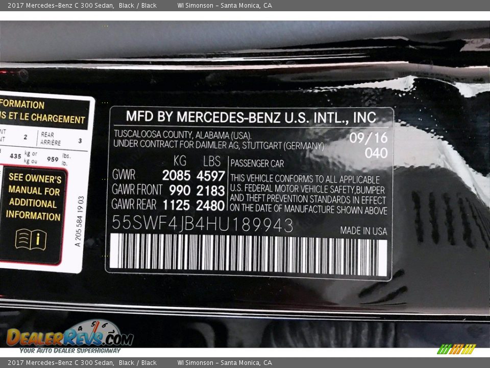 2017 Mercedes-Benz C 300 Sedan Black / Black Photo #24