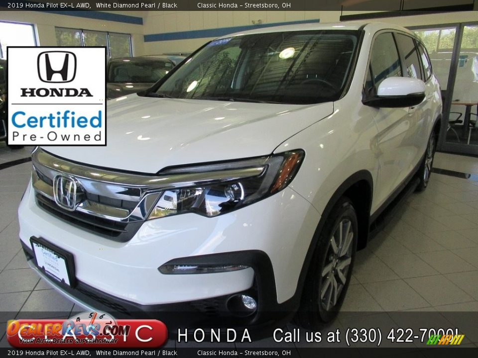 2019 Honda Pilot EX-L AWD White Diamond Pearl / Black Photo #1