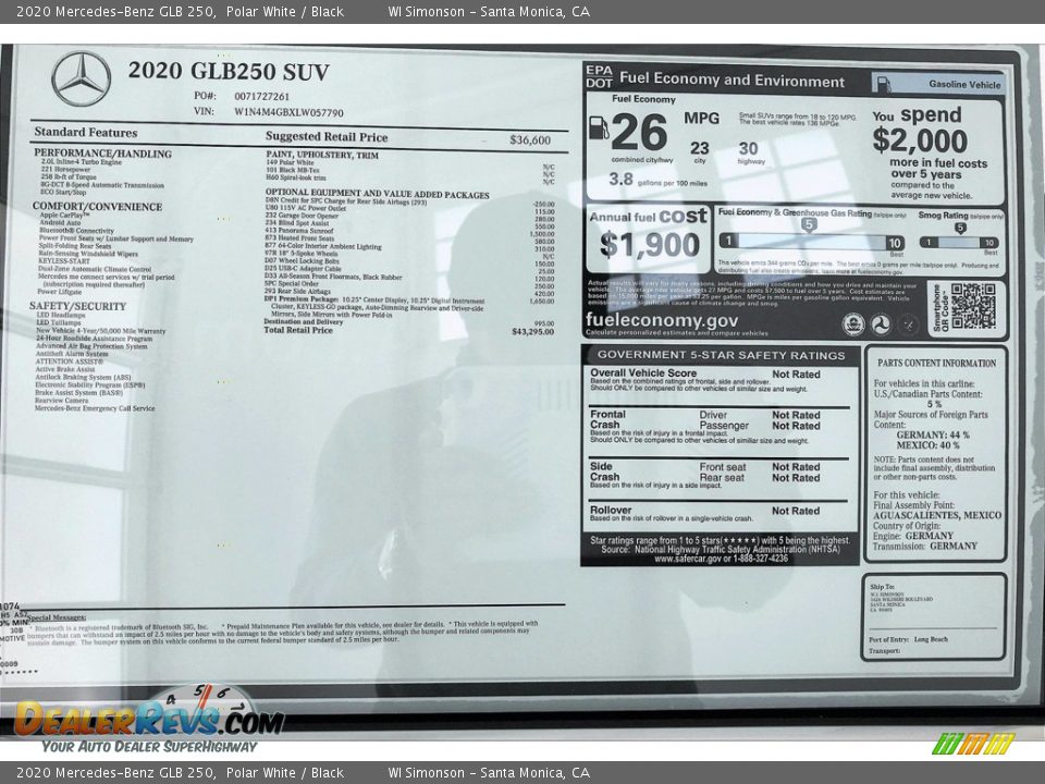 2020 Mercedes-Benz GLB 250 Polar White / Black Photo #10