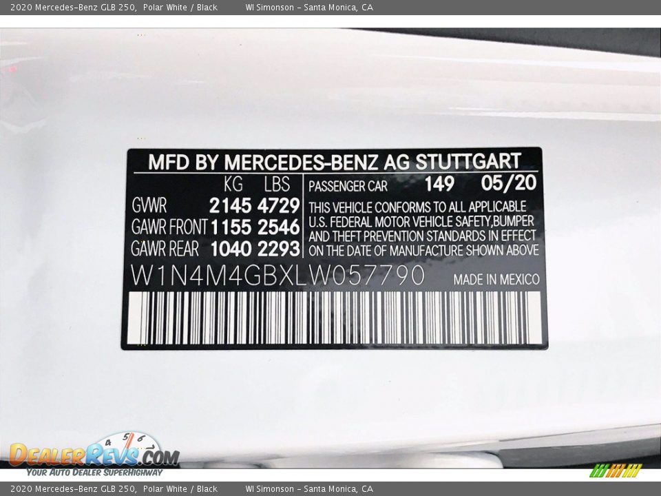 2020 Mercedes-Benz GLB 250 Polar White / Black Photo #11