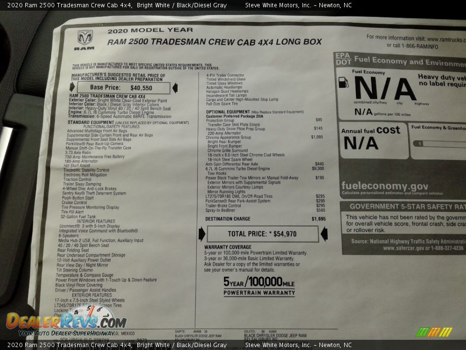 2020 Ram 2500 Tradesman Crew Cab 4x4 Bright White / Black/Diesel Gray Photo #28