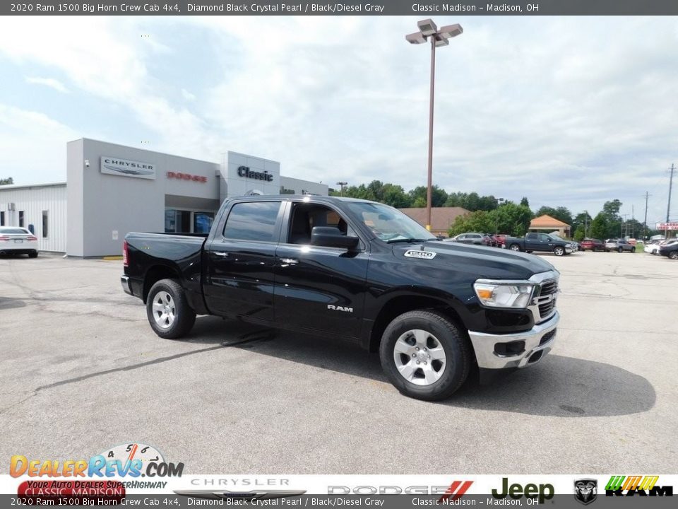 2020 Ram 1500 Big Horn Crew Cab 4x4 Diamond Black Crystal Pearl / Black/Diesel Gray Photo #1
