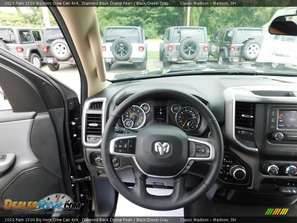 2020 Ram 1500 Big Horn Crew Cab 4x4 Diamond Black Crystal Pearl / Black/Diesel Gray Photo #10