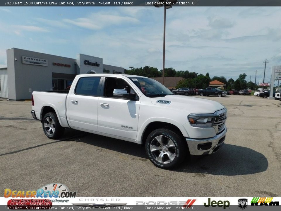 2020 Ram 1500 Laramie Crew Cab 4x4 Ivory White Tri-Coat Pearl / Black Photo #1