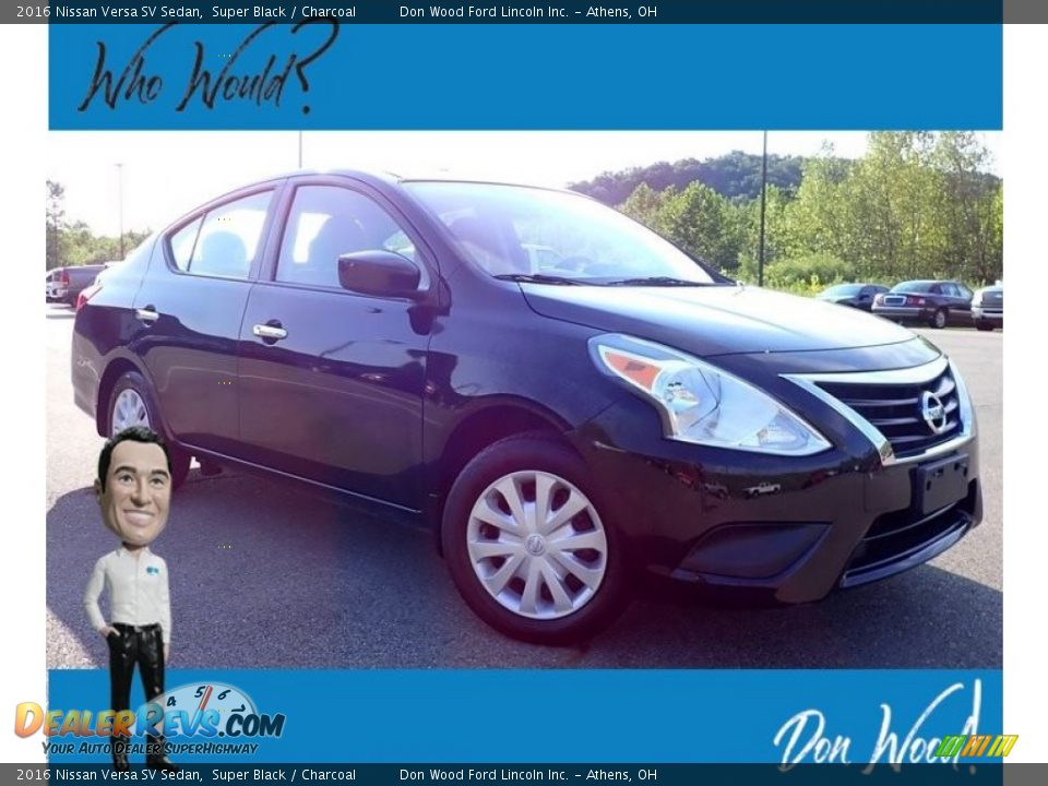 2016 Nissan Versa SV Sedan Super Black / Charcoal Photo #1