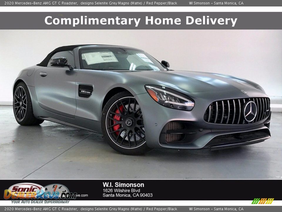 2020 Mercedes-Benz AMG GT C Roadster designo Selenite Grey Magno (Matte) / Red Pepper/Black Photo #1