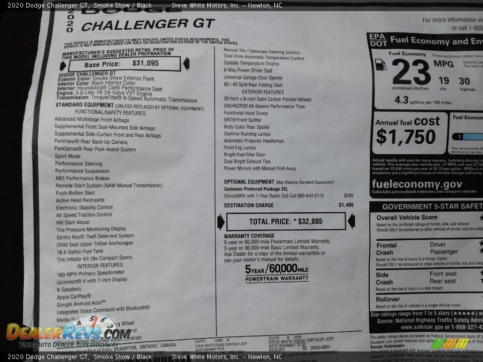 2020 Dodge Challenger GT Window Sticker Photo #25
