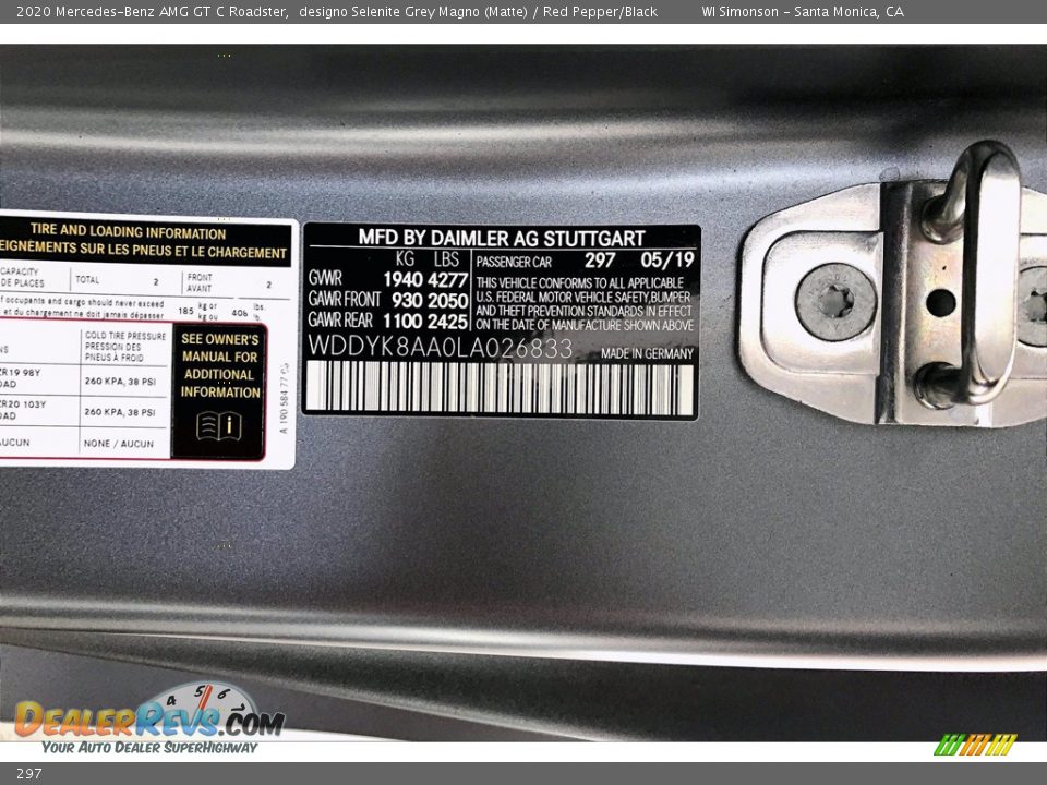 Mercedes-Benz Color Code 297 designo Selenite Grey Magno (Matte)