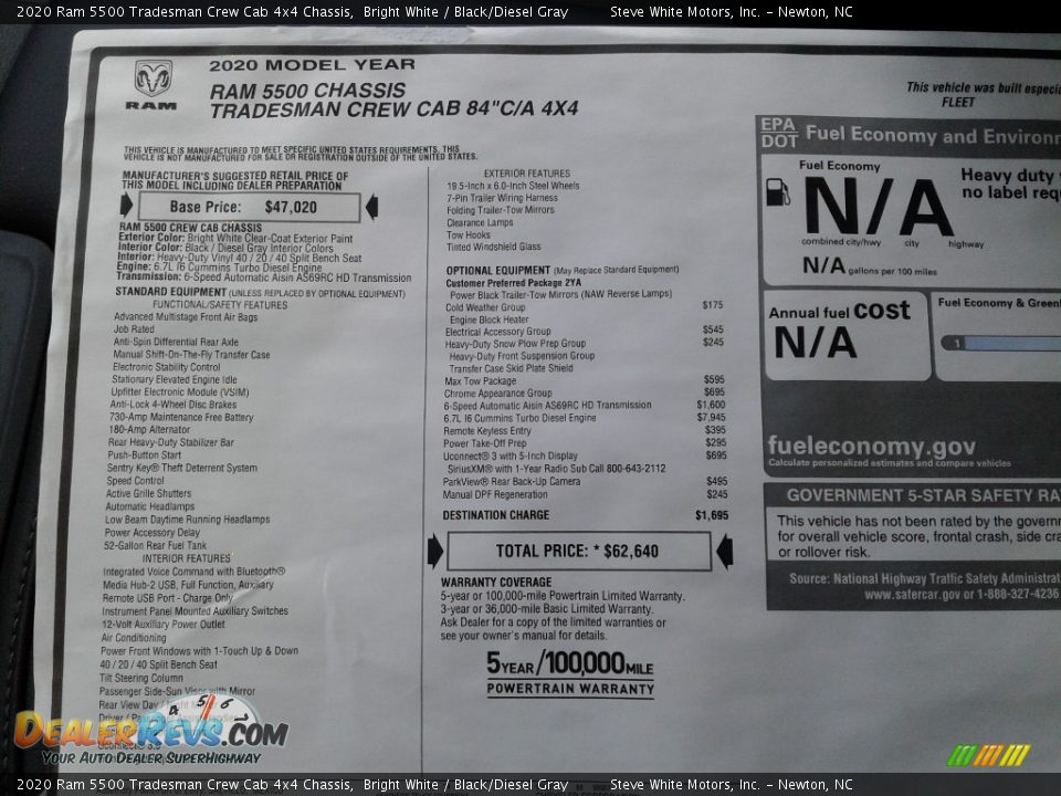 2020 Ram 5500 Tradesman Crew Cab 4x4 Chassis Bright White / Black/Diesel Gray Photo #34