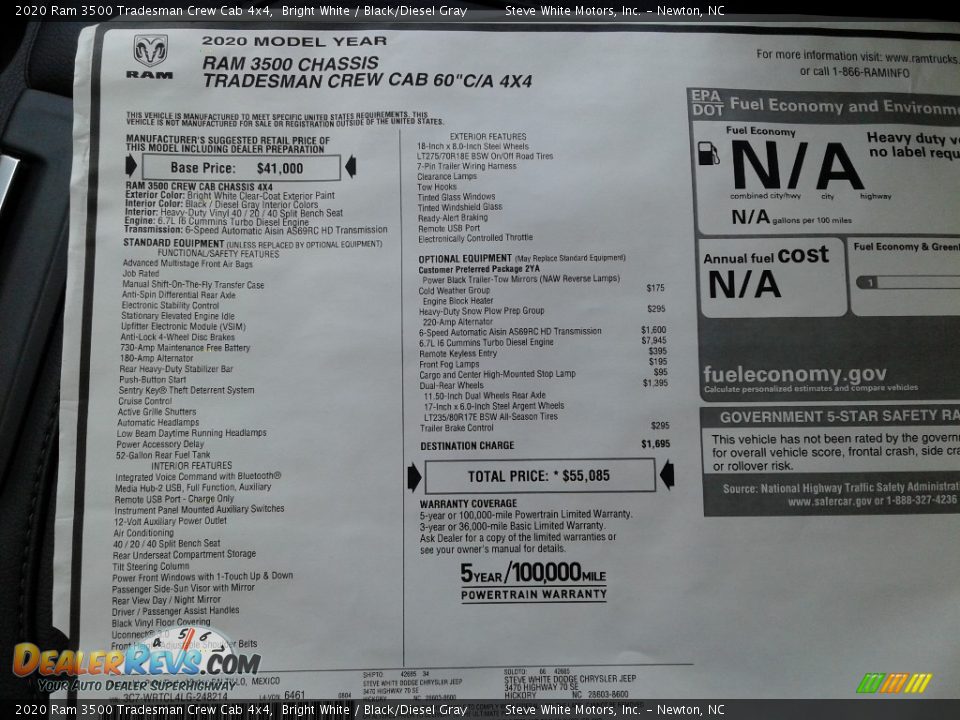 2020 Ram 3500 Tradesman Crew Cab 4x4 Bright White / Black/Diesel Gray Photo #24