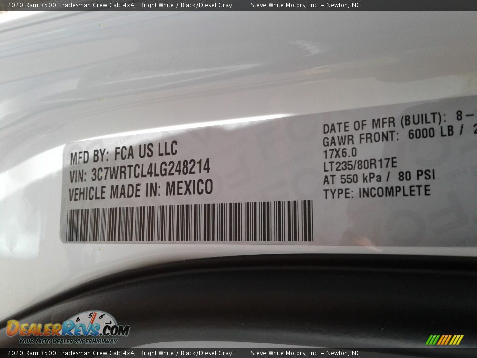 2020 Ram 3500 Tradesman Crew Cab 4x4 Bright White / Black/Diesel Gray Photo #26