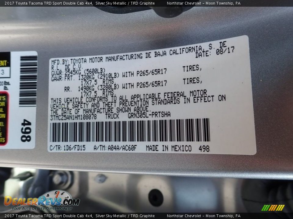 2017 Toyota Tacoma TRD Sport Double Cab 4x4 Silver Sky Metallic / TRD Graphite Photo #28