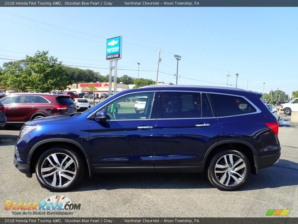 2018 Honda Pilot Touring AWD Obsidian Blue Pearl / Gray Photo #3