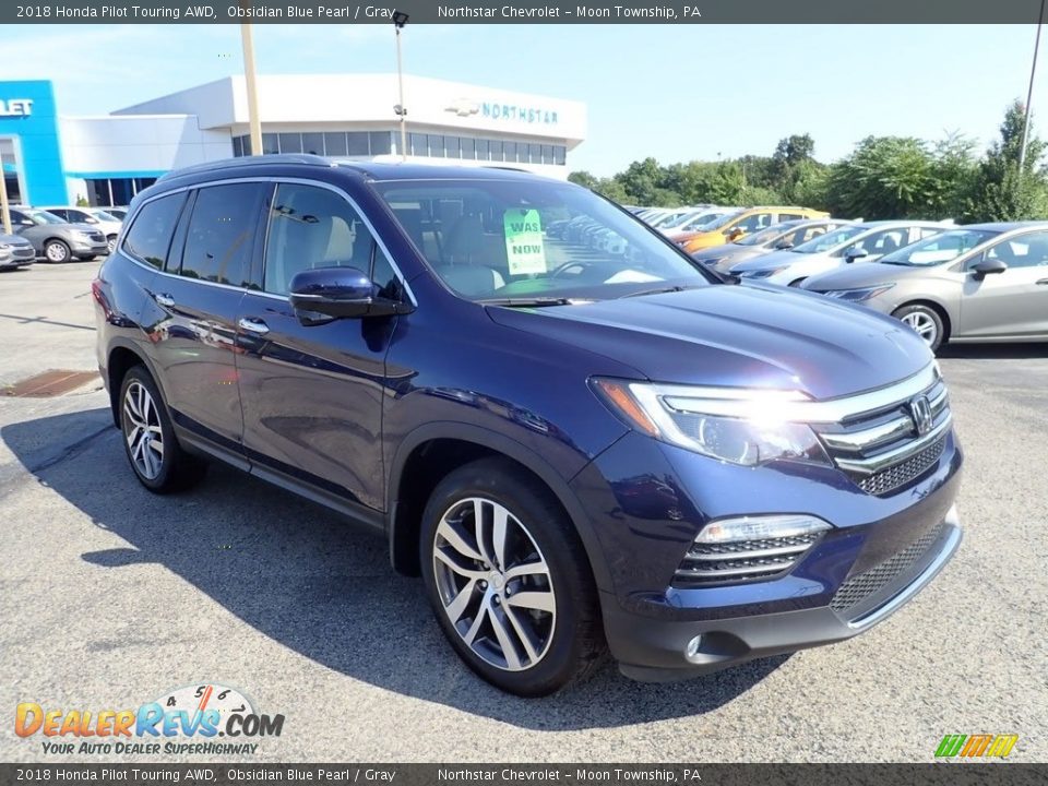 2018 Honda Pilot Touring AWD Obsidian Blue Pearl / Gray Photo #11