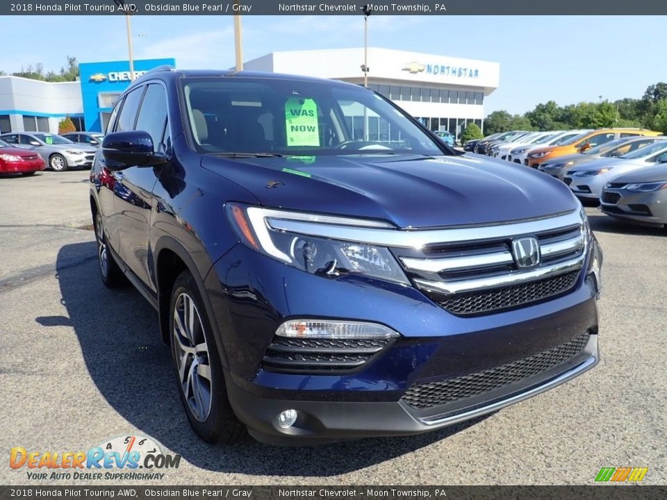 2018 Honda Pilot Touring AWD Obsidian Blue Pearl / Gray Photo #12