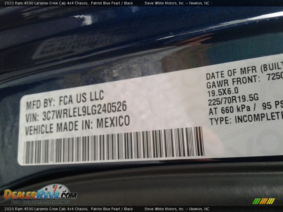 2020 Ram 4500 Laramie Crew Cab 4x4 Chassis Patriot Blue Pearl / Black Photo #35