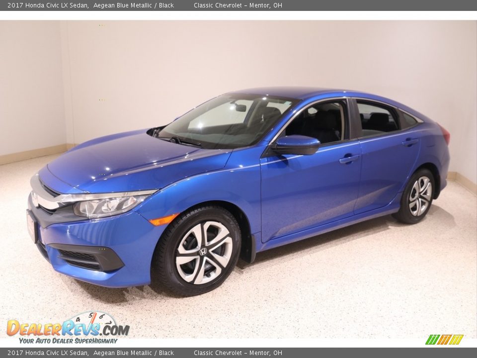 2017 Honda Civic LX Sedan Aegean Blue Metallic / Black Photo #3