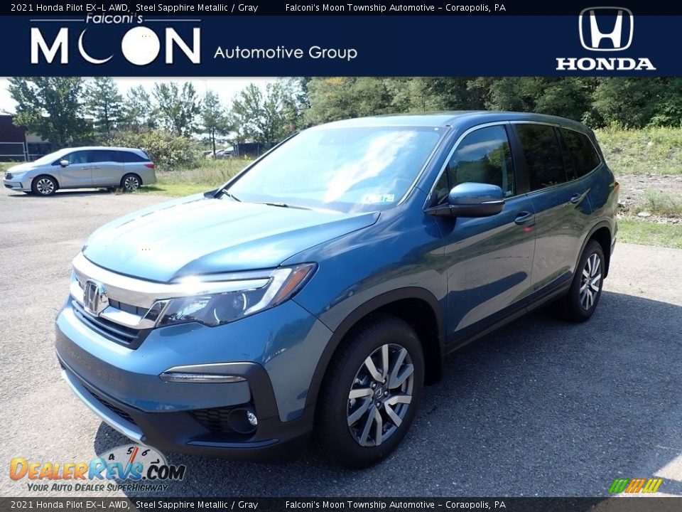 2021 Honda Pilot EX-L AWD Steel Sapphire Metallic / Gray Photo #1