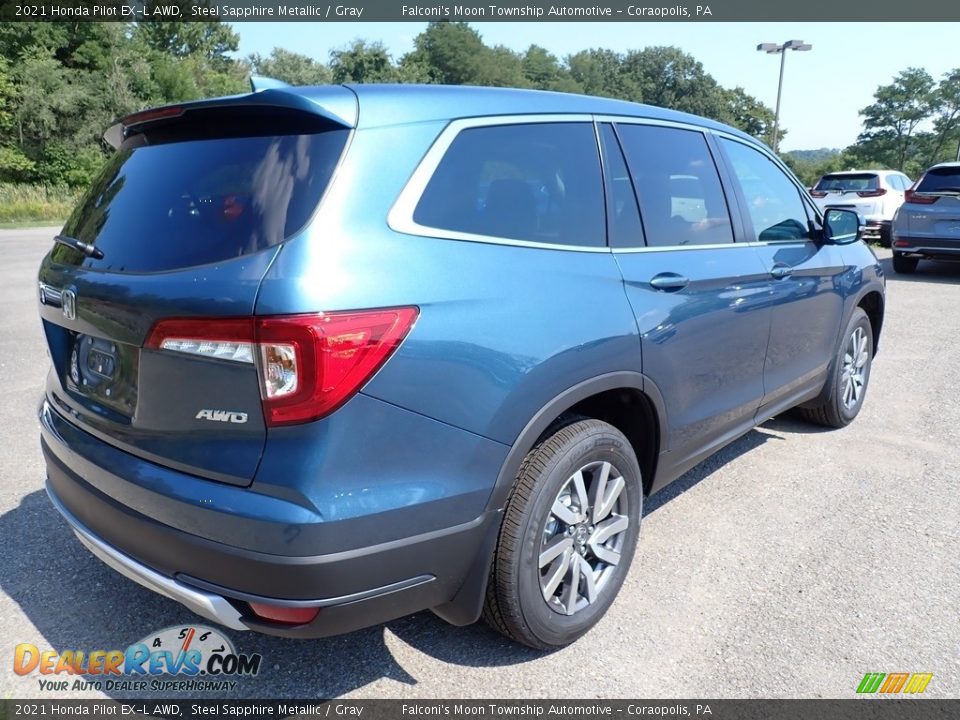 2021 Honda Pilot EX-L AWD Steel Sapphire Metallic / Gray Photo #5