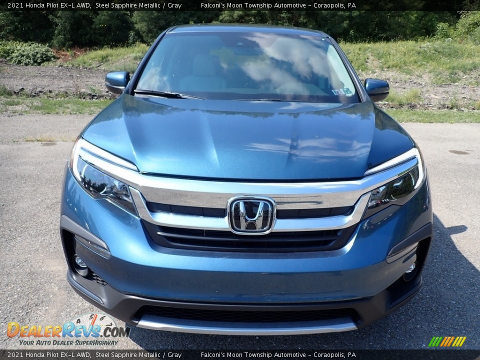 2021 Honda Pilot EX-L AWD Steel Sapphire Metallic / Gray Photo #7