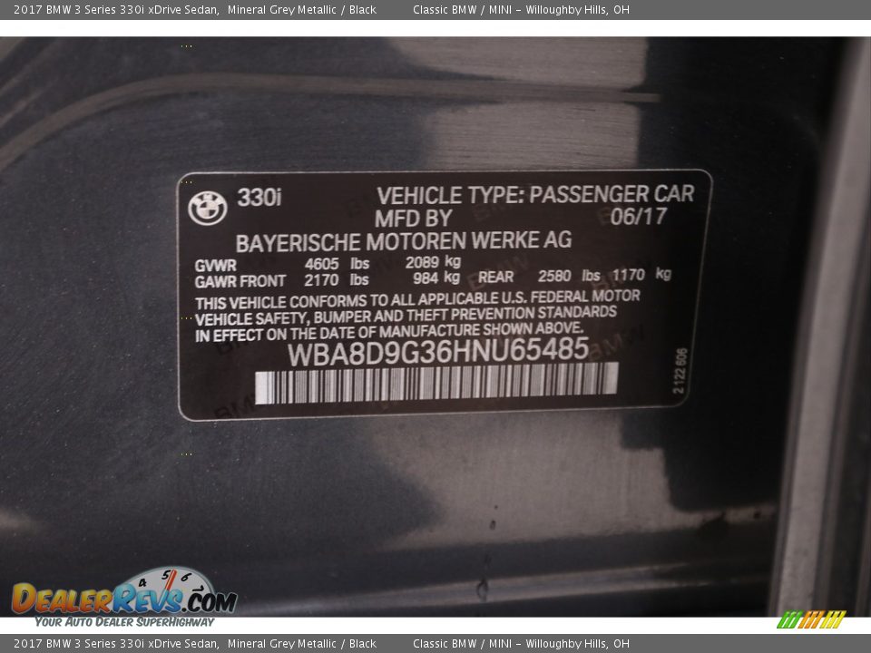 2017 BMW 3 Series 330i xDrive Sedan Mineral Grey Metallic / Black Photo #20